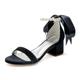 FADUNI Block Heel Wedding Shoes for Bride Pointed Women's Sparkly Clear Lace Up Ankle Strap High Heel Sandals,Dark Blue,8 UK