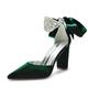 DEHIWI Women's Pointed Toe Bridal Pumps Chunky Block High Heel Dress Party Wedding Shoes Rhinestone Ankle Strap Court Shoes,Dark Green,7 UK