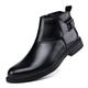 DMGYCK Men's Leather Dress Chelsea Boots Pointed Toe Inner Zipper Adjustable Business Formal Chukka Boots Non-Slip Casual Booties (Color : Black, Size : 9 UK)