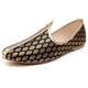 Mens Gents Groom Traditional Ethnic Wedding Indian Pumps Khussa Jutti Slip On Flat Black Shoes Size 9 UK 43 EU