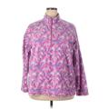 Eddie Bauer Fleece Jacket: Below Hip Purple Tropical Jackets & Outerwear - Women's Size 2X-Large