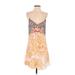 Guess Casual Dress - A-Line Scoop Neck Sleeveless: Orange Print Dresses - Women's Size Small