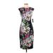 Vince Camuto Casual Dress - Sheath Crew Neck Short Sleeve: Black Floral Dresses - New - Women's Size 2