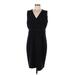 T Tahari Casual Dress - Sheath V-Neck Sleeveless: Black Print Dresses - Women's Size Medium