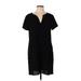 Lush Casual Dress - Shift V-Neck Short sleeves: Black Print Dresses - Women's Size Small