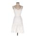 Japna Casual Dress - A-Line V-Neck Sleeveless: White Solid Dresses - Women's Size X-Small