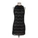 Love, Fire Cocktail Dress - Mini Mock Sleeveless: Black Print Dresses - Women's Size Medium