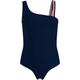 Badeanzug TOMMY HILFIGER SWIMWEAR "ONE PIECE" Gr. 152/158, N-Gr, blau (desert sky) Mädchen Badeanzüge