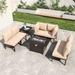 Outdoor Patio Furniture Set, Sectional Sofa Set with Table & Firepit