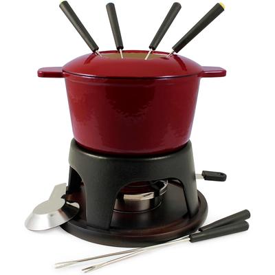 Swissmar Sierra 11-Piece Cast Iron Fondue Set, Cherry Red