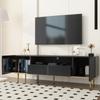TV Stand With Shelves, 2 Drawers, 2 Cabinets, Metal Leg Modern Console Table, Entertainment Center TV Console Cabinet Furniture