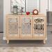 3 Door Mirrored Buffet Cabinet Sideboard With Silver Handle