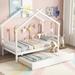 White Twin Size House-shaped Trundle Bed, House Bed for Bedroom