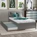 Twin size Elegant Design Platform Bed Wood Bed Frame with Trundle,Roll-out Trundle,No Box Spring Required