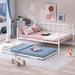 Full Size Metal Daybed with Twin Size Adjustable Trundle, Portable Folding Trundle，Full Size Daybed with Trundle]