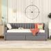 Twin Size Elegant Design Upholstered daybed with Trundle and Wood Slat Support,Maximized Space,Health and Comfort