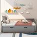 Twin Size Extending Daybed with Trundle, Wooden Daybed with Trundle,Twin to King Design,Maximized space