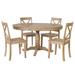 5-Piece Solid Wood Dining Set, Extendable Round Dining Table, 4 Dining Chairs with Curved-Shaped Backrest