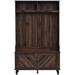 Versatile Hall Tree Wood Entryway Coat Hanger Built-in Storage Bench With Two Top Open Storage Shelves Entryway Coat Rack