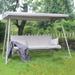 Outdoor Patio 3 seaters Metal Swing Chair Swing bed with Cushion and Adjustable Canopy Champagne Color