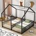 Gold Twin Size Metal House Platform Beds,Two Shared Beds