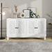 Sideboard With 4 Door Buffet Cabinet And Pull Ring Handles