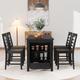 5-Piece Counter Height Dining Table Set with Faux Marble Tabletop, 4 Dining Chairs, Storage Cabinet and Drawer