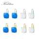 KALETINE Princess Cut Crystal Square 925 Sterling Silver Stud Earrings for Women Men Blue Fire Opal