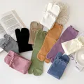 1Pair New High Quality Combed Cotton Split Toe Socks Unisex Simple Comfortable Two-Toed Socks