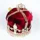 Red Velvet King Tiara Diadem Large 9" Crowns Handmade Austrian Rhinestone Hair Accessories Parade