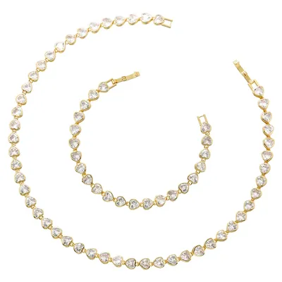 ZHUKOU heart cz stones necklaces for women heart women bracelets water drop necklaces for lady Summer Jewelry wholesale VL311