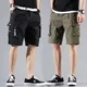Workwear shorts men's multiple pockets medium shorts summer thin loose cropped pants