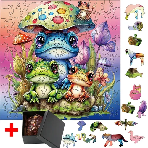 Holz Frosch Puzzle DIY Handwerk Tier Puzzles Erwachsene Kinder pädagogische Holz Spielzeug Geschenk