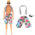 NK 1 Set 30CM Prince Hawaiian Beach Swimwear Shorts scarves sunglasses For Barbie Doll Accessories