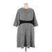 Calvin Klein Casual Dress - A-Line High Neck 3/4 sleeves: Gray Print Dresses - Women's Size 20