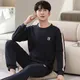 L-4XL 100% Cotton Breathable Sleepwear Suit Casual Loose Letter Print Men's Pajama Sets Korean Style