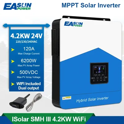 EASUN 4,2 KVA 4200 VA MPPT Solar Inverter 24 V 220 V Reine Sinus Welle Off Grid Hybrid Inverter 120A Solar Ladegerät Controller 50Hz/60Hz