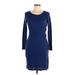 Charlotte Russe Casual Dress Scoop Neck Long sleeves: Blue Print Dresses - Women's Size Medium