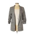 H&M Blazer Jacket: Mid-Length Gray Print Jackets & Outerwear - Women's Size 8