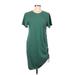Universal Thread Casual Dress - Shift Crew Neck Short sleeves: Green Solid Dresses - Women's Size Small