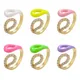 Zhukou Gold Farbe Neon Emaille Ring Schlangen kopf Öffnungs ring für Frauen cz Kristall ring Mode