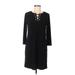 MICHAEL Michael Kors Casual Dress - Sheath Crew Neck 3/4 sleeves: Black Solid Dresses - Women's Size Medium