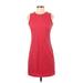 Calvin Klein Casual Dress - Shift Crew Neck Sleeveless: Red Solid Dresses - Women's Size 0 Petite