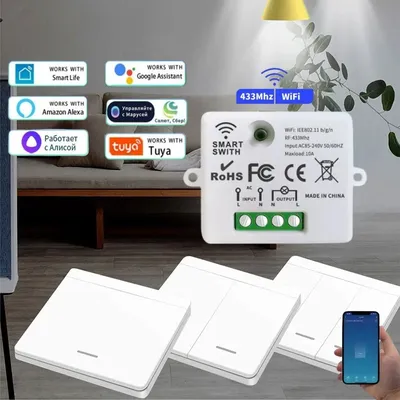 Tuya Smart Home WiFi Licht Schalter Smart Leben RF433Mhz Drahtlose APP Voice Control Smart Home Arbeit Mit Google Home Alexa Alice