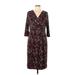Coldwater Creek Casual Dress - Midi: Burgundy Print Dresses - Women's Size 12