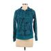 Danskin Now Zip Up Hoodie: Teal Paisley Tops - Women's Size Medium - Print Wash