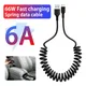66W 6A Fast Charging Type C Cable Spring Car USB Cable for Xiaomi Huawei Honor Phone Charger USB C