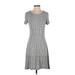 Gap Casual Dress - A-Line Crew Neck Short sleeves: Gray Solid Dresses - Women's Size X-Small