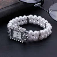Mode Frauen Uhr Frauen lässig Armbanduhren Perle Perlen Armband Uhren Armband Quarz Armbanduhr Drop