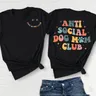 Anti Social Dog Moms Club Tee Shirt Antisocial Dogs Mama Tshirt Women Female Cotton T-shirts Casual